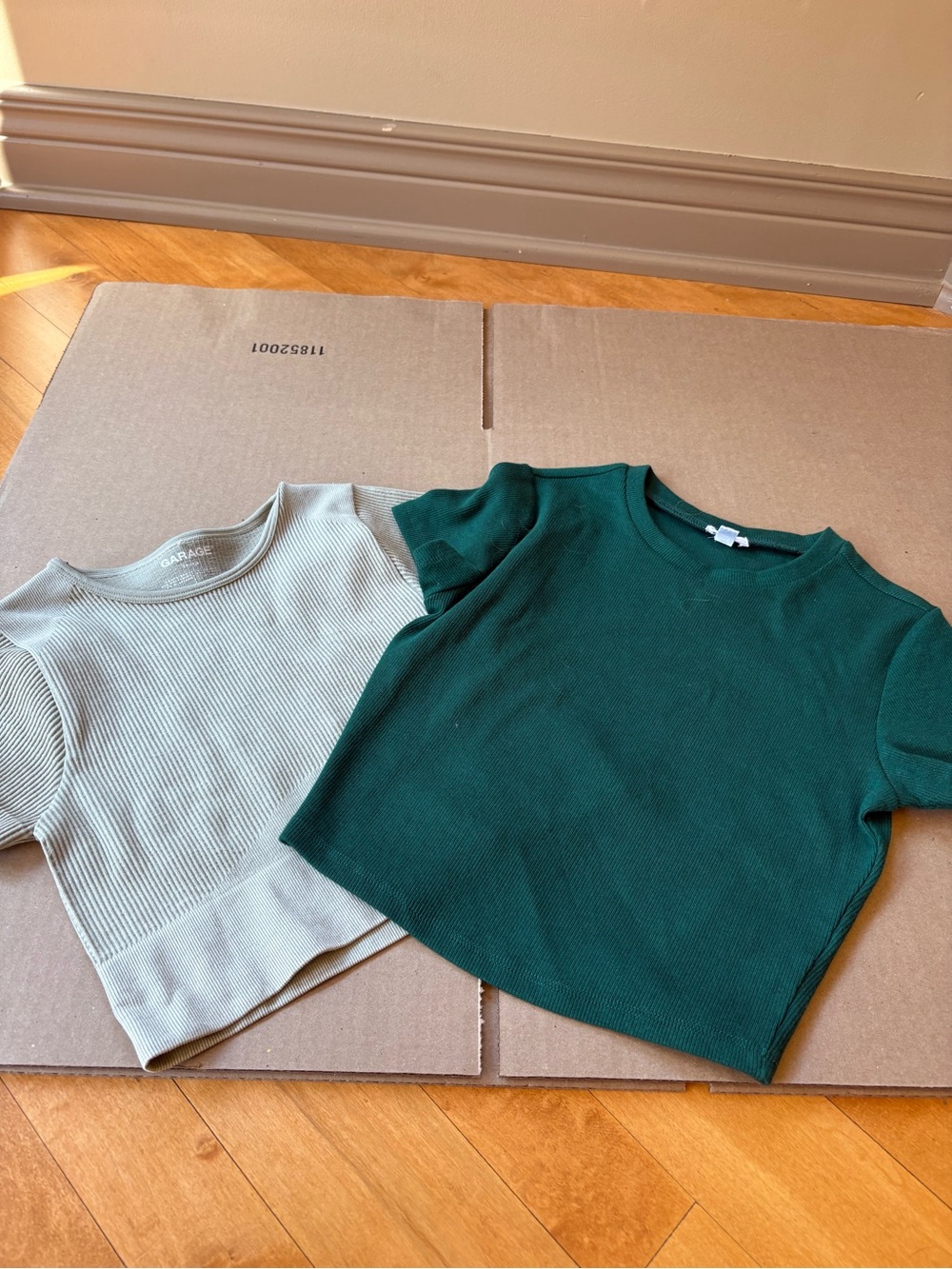 Garage Crop Top Duo — Forest Green and Light Sage